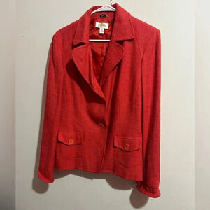 Talbots Vintage Women's Coral Pink Blazer Italian Fabric Button Front  size 12